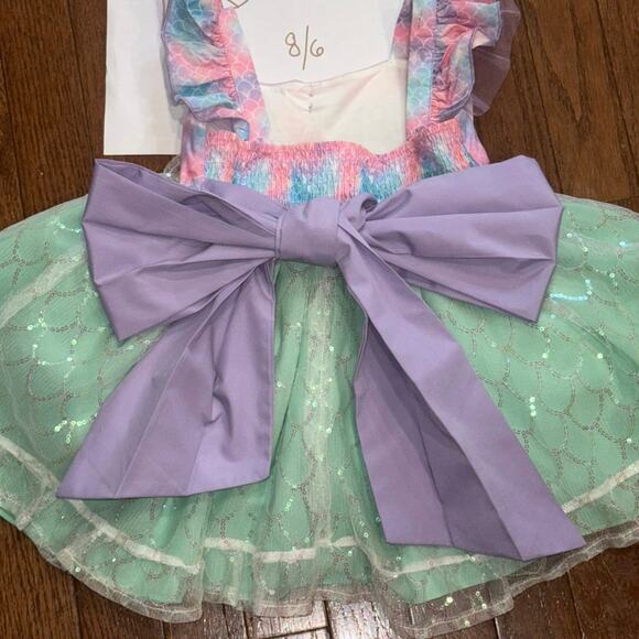 Oh Shana Handmade Mermaid Princess Dress 2T Sparkle Tulle Bow Built-In Petticoat - Picture 11 of 16